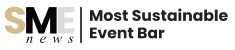 The SME news logo next to the text Most Sustainable Event Bar representing our award winning sustainable event bar hire services