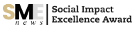 The SME news logo next to the text Social Impact Excellence Award representing our award winning commitment to ethical hospitality and social enterprise