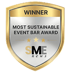 Gold SME News shield badge for the Winner of the Most Sustainable Event Bar Award.